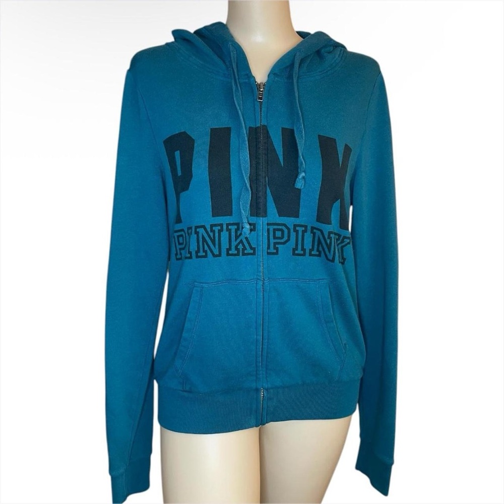 PINK Victoria's Secret Teal Zip Up Hoodie